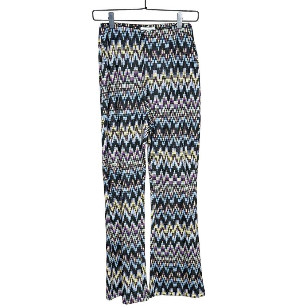 Urban Outfitters Cara High Waisted Kick Flare Pants Zig Zag Size Medium NEW